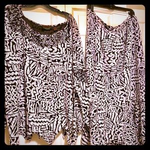 Black and white 2 piece skirt set with sequins. 3x